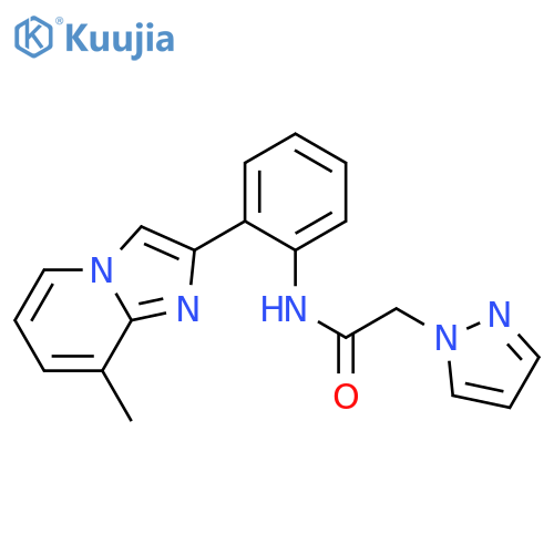 N-[2-(8-methylimidazo[1,2-a]pyridin-2-yl)phenyl]-2-pyrazol-1-ylacetamide structure