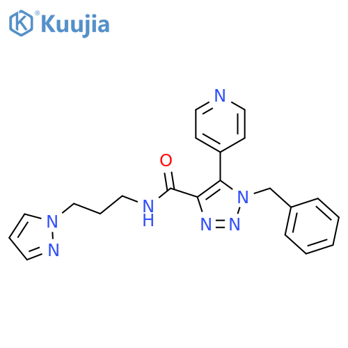 1-benzyl-N-[3-(1H-pyrazol-1-yl)propyl]-5-(pyridin-4-yl)-1H-1,2,3-triazole-4-carboxamide structure