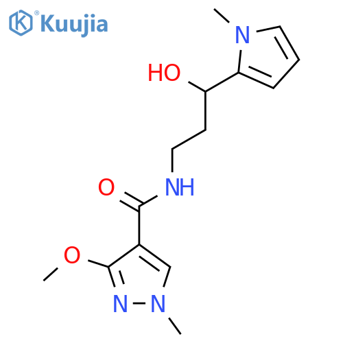 N-[3-hydroxy-3-(1-methyl-1H-pyrrol-2-yl)propyl]-3-methoxy-1-methyl-1H-pyrazole-4-carboxamide structure