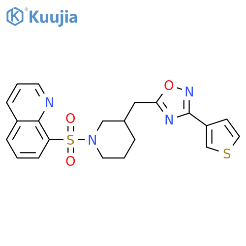 8-[(3-{[3-(thiophen-3-yl)-1,2,4-oxadiazol-5-yl]methyl}piperidin-1-yl)sulfonyl]quinoline structure