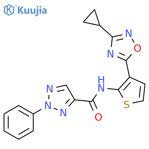 N-[3-(3-cyclopropyl-1,2,4-oxadiazol-5-yl)thiophen-2-yl]-2-phenyltriazole-4-carboxamide structure