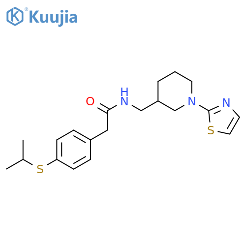 2-(4-propan-2-ylsulfanylphenyl)-N-[[1-(1,3-thiazol-2-yl)piperidin-3-yl]methyl]acetamide structure