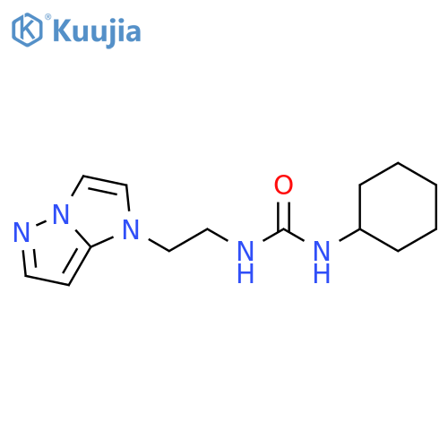 1-cyclohexyl-3-(2-{1H-pyrazolo[1,5-a]imidazol-1-yl}ethyl)urea structure
