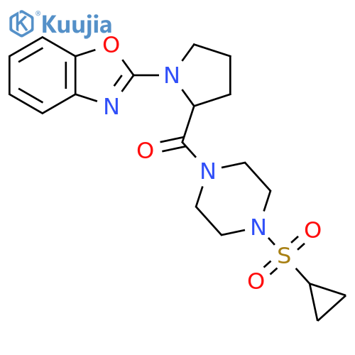 2-{2-[4-(cyclopropanesulfonyl)piperazine-1-carbonyl]pyrrolidin-1-yl}-1,3-benzoxazole structure
