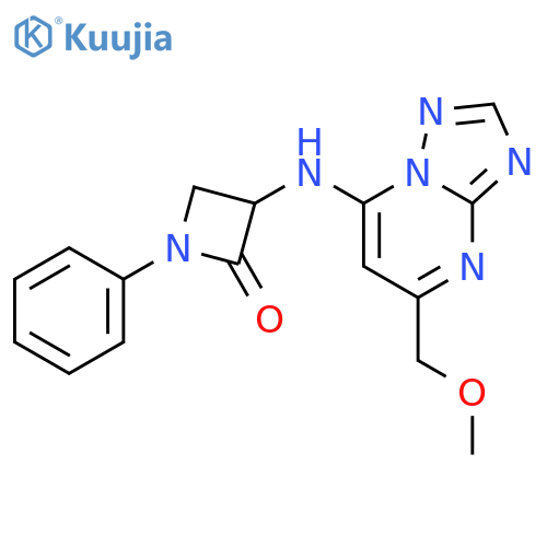 3-{[5-(Methoxymethyl)-[1,2,4]triazolo[1,5-a]pyrimidin-7-yl]amino}-1-phenylazetidin-2-one structure