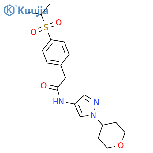 N-[1-(oxan-4-yl)pyrazol-4-yl]-2-(4-propan-2-ylsulfonylphenyl)acetamide structure