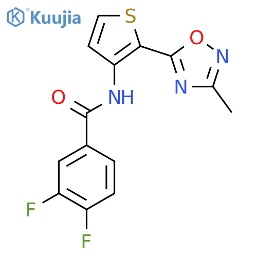 3,4-difluoro-N-[2-(3-methyl-1,2,4-oxadiazol-5-yl)thiophen-3-yl]benzamide structure