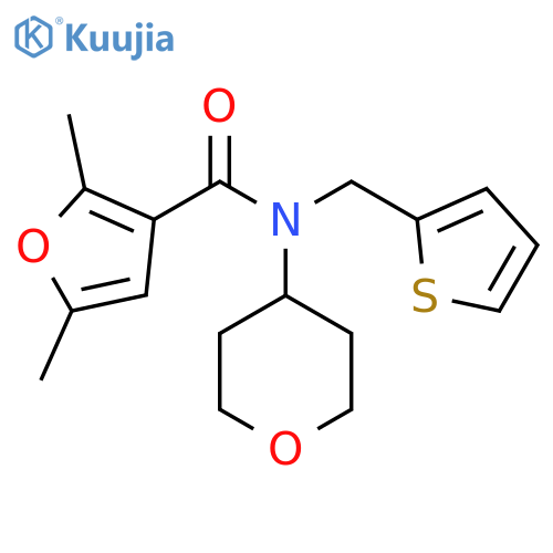 2,5-dimethyl-N-(oxan-4-yl)-N-[(thiophen-2-yl)methyl]furan-3-carboxamide structure