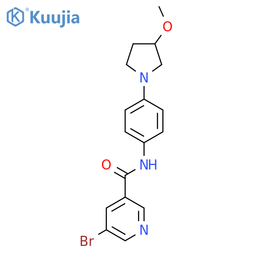 5-bromo-N-4-(3-methoxypyrrolidin-1-yl)phenylpyridine-3-carboxamide structure