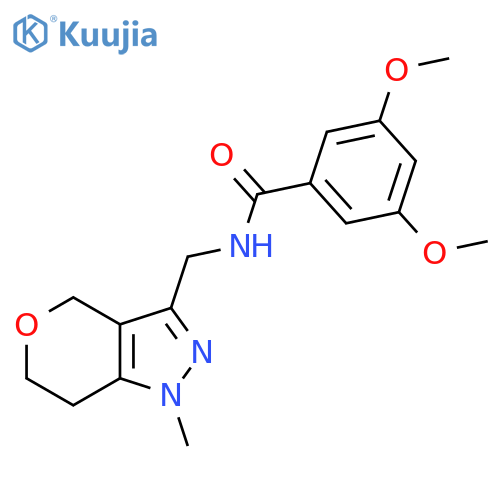 3,5-dimethoxy-N-({1-methyl-1H,4H,6H,7H-pyrano4,3-cpyrazol-3-yl}methyl)benzamide structure