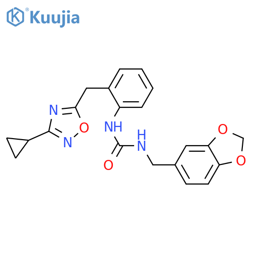 3-[(2H-1,3-benzodioxol-5-yl)methyl]-1-{2-[(3-cyclopropyl-1,2,4-oxadiazol-5-yl)methyl]phenyl}urea structure