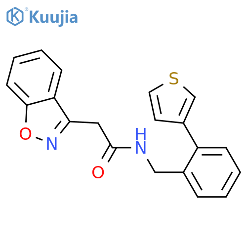 2-(1,2-benzoxazol-3-yl)-N-[(2-thiophen-3-ylphenyl)methyl]acetamide structure