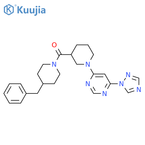 (4-benzylpiperidin-1-yl)-[1-[6-(1,2,4-triazol-1-yl)pyrimidin-4-yl]piperidin-3-yl]methanone structure