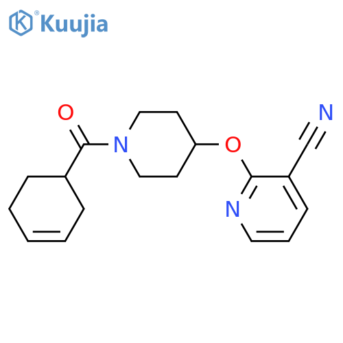 2-{[1-(cyclohex-3-ene-1-carbonyl)piperidin-4-yl]oxy}pyridine-3-carbonitrile structure