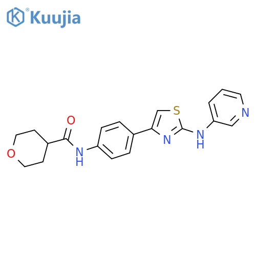N-[4-[2-(pyridin-3-ylamino)-1,3-thiazol-4-yl]phenyl]oxane-4-carboxamide structure