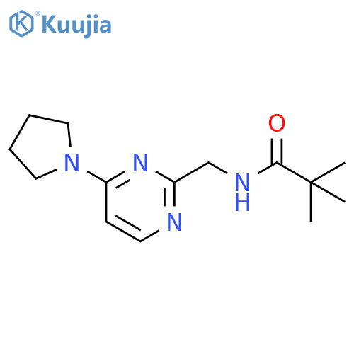 2,2-dimethyl-N-{[4-(pyrrolidin-1-yl)pyrimidin-2-yl]methyl}propanamide structure
