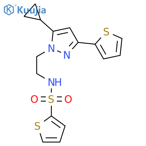 N-{2-[5-cyclopropyl-3-(thiophen-2-yl)-1H-pyrazol-1-yl]ethyl}thiophene-2-sulfonamide structure