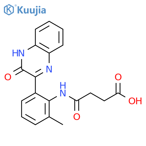 3-{[2-(3-hydroxyquinoxalin-2-yl)-6-methylphenyl]carbamoyl}propanoic acid structure