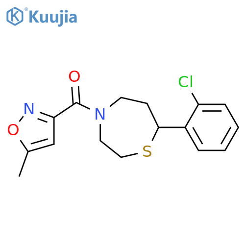7-(2-chlorophenyl)-4-(5-methyl-1,2-oxazole-3-carbonyl)-1,4-thiazepane structure