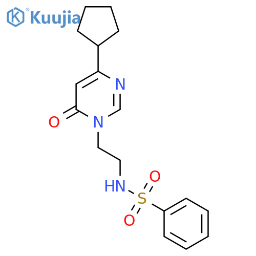 N-2-(4-cyclopentyl-6-oxo-1,6-dihydropyrimidin-1-yl)ethylbenzenesulfonamide structure