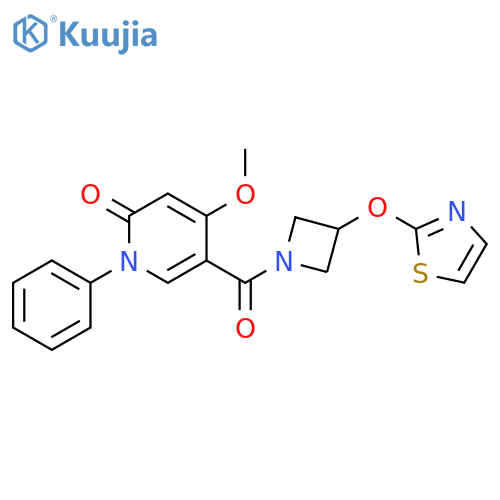 4-methoxy-1-phenyl-5-[3-(1,3-thiazol-2-yloxy)azetidine-1-carbonyl]pyridin-2-one structure