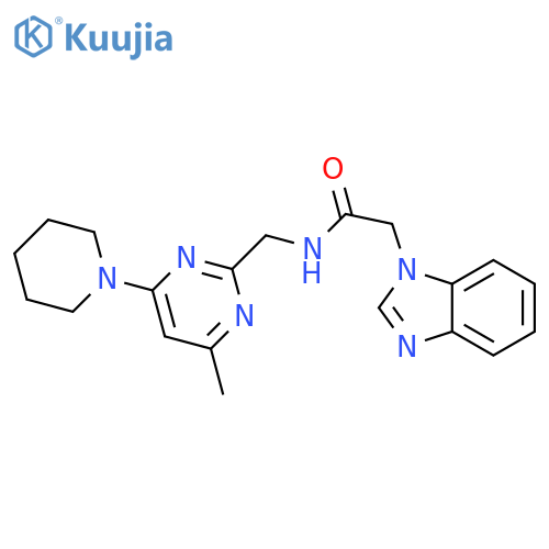 2-(1H-1,3-benzodiazol-1-yl)-N-{4-methyl-6-(piperidin-1-yl)pyrimidin-2-ylmethyl}acetamide structure