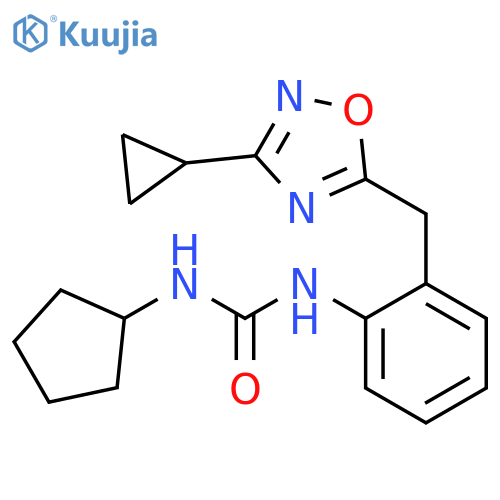 3-cyclopentyl-1-{2-[(3-cyclopropyl-1,2,4-oxadiazol-5-yl)methyl]phenyl}urea structure