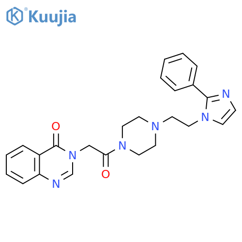3-(2-oxo-2-{4-[2-(2-phenyl-1H-imidazol-1-yl)ethyl]piperazin-1-yl}ethyl)-3,4-dihydroquinazolin-4-one structure
