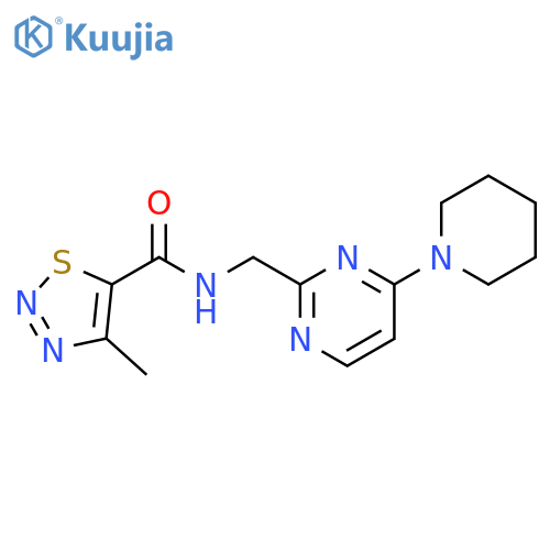 4-methyl-N-{[4-(piperidin-1-yl)pyrimidin-2-yl]methyl}-1,2,3-thiadiazole-5-carboxamide structure