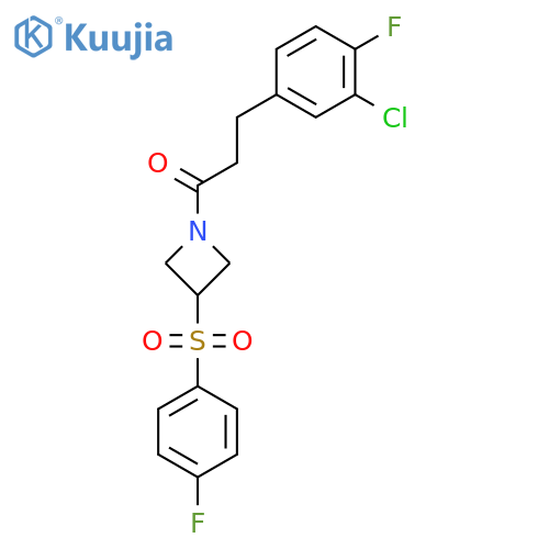 3-(3-chloro-4-fluorophenyl)-1-3-(4-fluorobenzenesulfonyl)azetidin-1-ylpropan-1-one structure