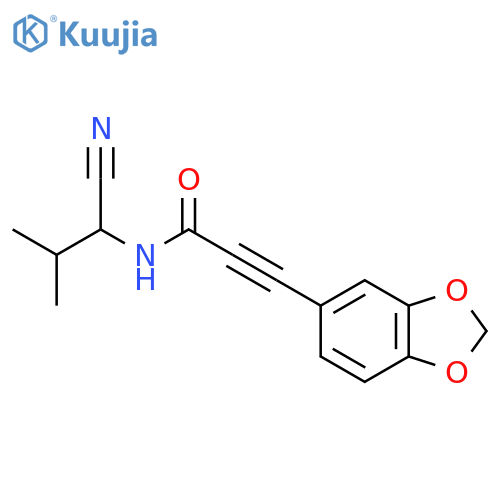 3-(2H-1,3-benzodioxol-5-yl)-N-(1-cyano-2-methylpropyl)prop-2-ynamide structure