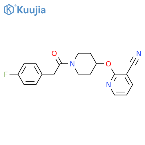 2-({1-[2-(4-fluorophenyl)acetyl]piperidin-4-yl}oxy)pyridine-3-carbonitrile structure