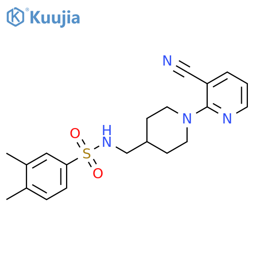 N-{[1-(3-cyanopyridin-2-yl)piperidin-4-yl]methyl}-3,4-dimethylbenzene-1-sulfonamide structure
