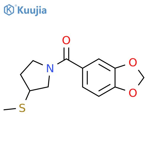 1-(2H-1,3-benzodioxole-5-carbonyl)-3-(methylsulfanyl)pyrrolidine structure