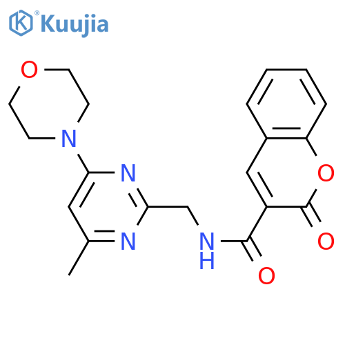 N-{4-methyl-6-(morpholin-4-yl)pyrimidin-2-ylmethyl}-2-oxo-2H-chromene-3-carboxamide structure