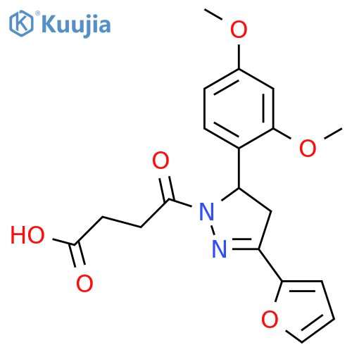 4-[5-(2,4-dimethoxyphenyl)-3-(furan-2-yl)-4,5-dihydro-1H-pyrazol-1-yl]-4-oxobutanoic acid structure