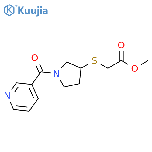 methyl 2-{[1-(pyridine-3-carbonyl)pyrrolidin-3-yl]sulfanyl}acetate structure
