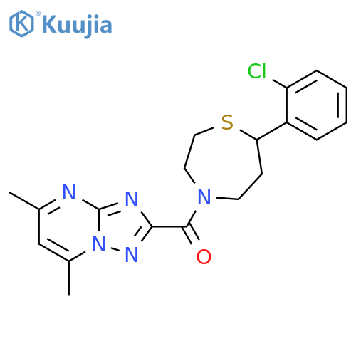 7-(2-chlorophenyl)-4-{5,7-dimethyl-[1,2,4]triazolo[1,5-a]pyrimidine-2-carbonyl}-1,4-thiazepane structure