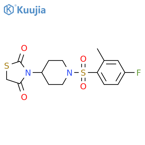 3-[1-(4-fluoro-2-methylphenyl)sulfonylpiperidin-4-yl]-1,3-thiazolidine-2,4-dione structure