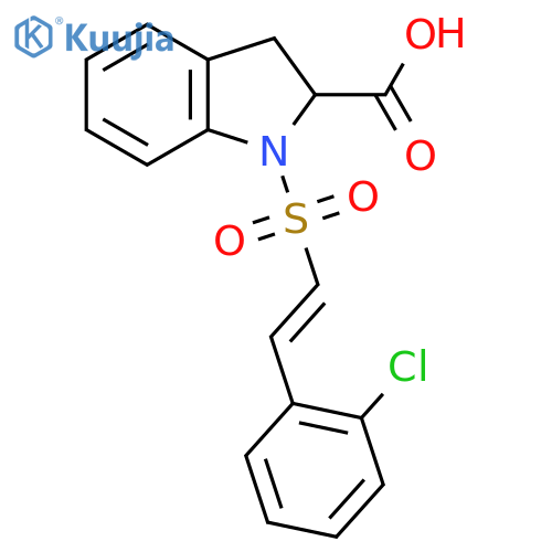 1-[2-(2-chlorophenyl)ethenesulfonyl]-2,3-dihydro-1H-indole-2-carboxylic acid structure