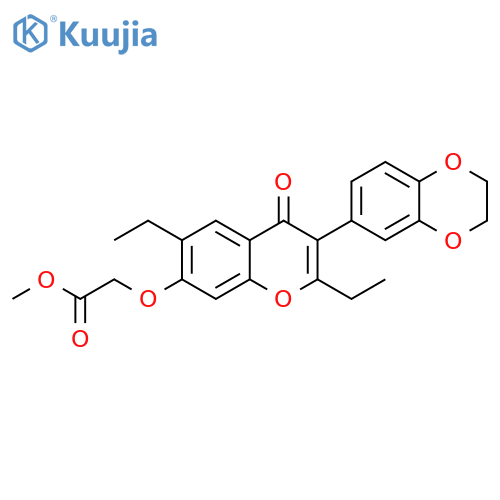 methyl 2-{3-(2,3-dihydro-1,4-benzodioxin-6-yl)-2,6-diethyl-4-oxo-4H-chromen-7-yloxy}acetate structure