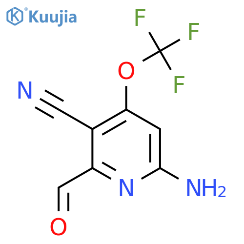 6-Amino-3-cyano-4-(trifluoromethoxy)pyridine-2-carboxaldehyde structure