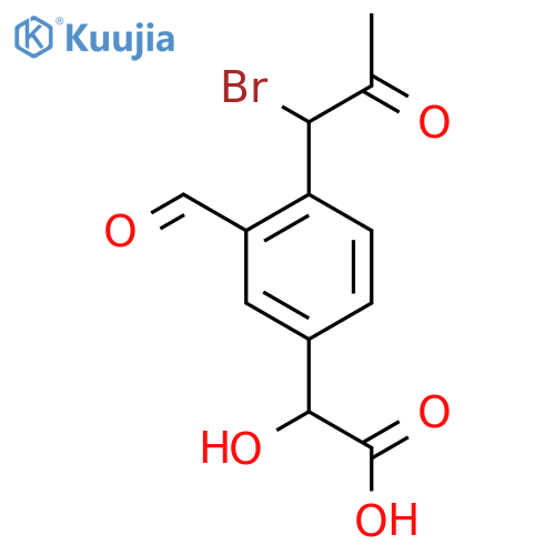 4-(1-Bromo-2-oxopropyl)-3-formylmandelic acid structure