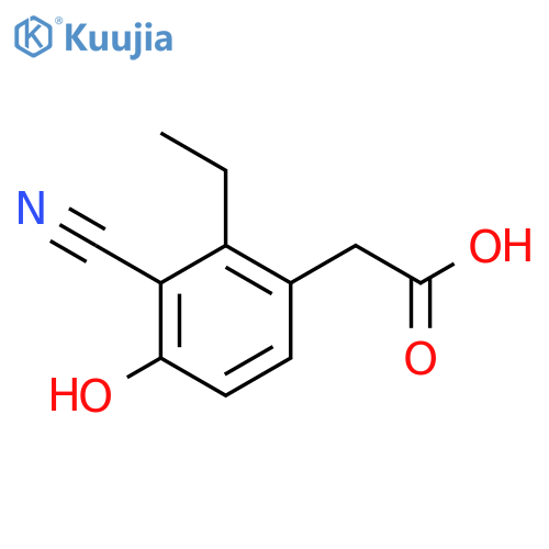 3-Cyano-2-ethyl-4-hydroxyphenylacetic acid structure