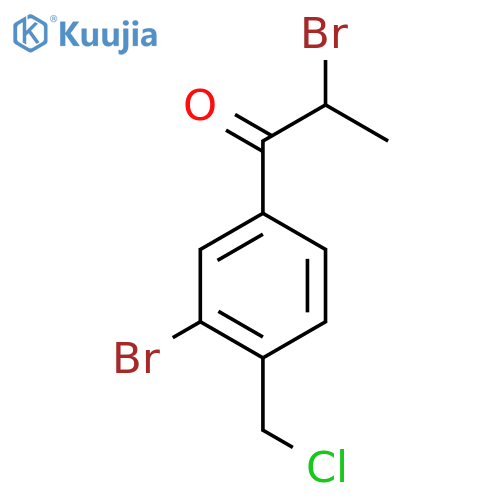 2-Bromo-1-(3-bromo-4-(chloromethyl)phenyl)propan-1-one structure