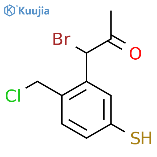 1-Bromo-1-(2-(chloromethyl)-5-mercaptophenyl)propan-2-one structure