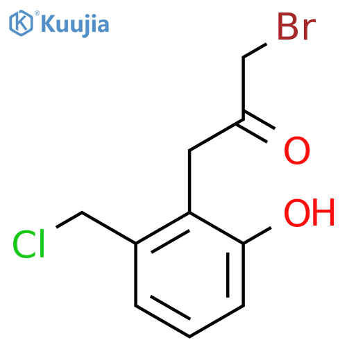 1-Bromo-3-(2-(chloromethyl)-6-hydroxyphenyl)propan-2-one structure