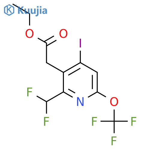 Ethyl 2-(difluoromethyl)-4-iodo-6-(trifluoromethoxy)pyridine-3-acetate structure