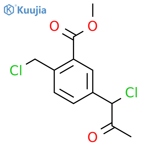 Methyl 5-(1-chloro-2-oxopropyl)-2-(chloromethyl)benzoate structure