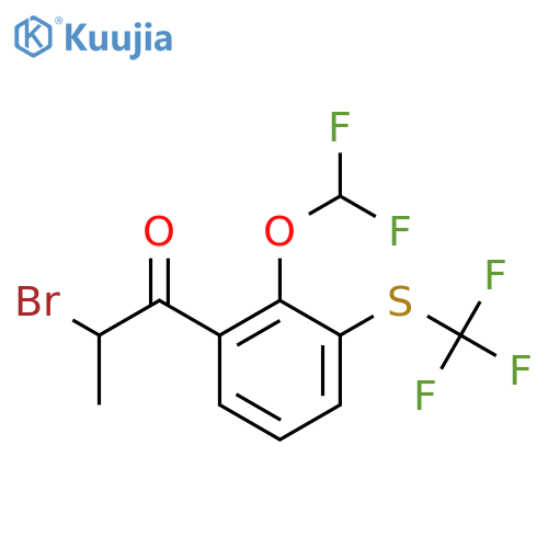 2-Bromo-1-(2-(difluoromethoxy)-3-(trifluoromethylthio)phenyl)propan-1-one structure
